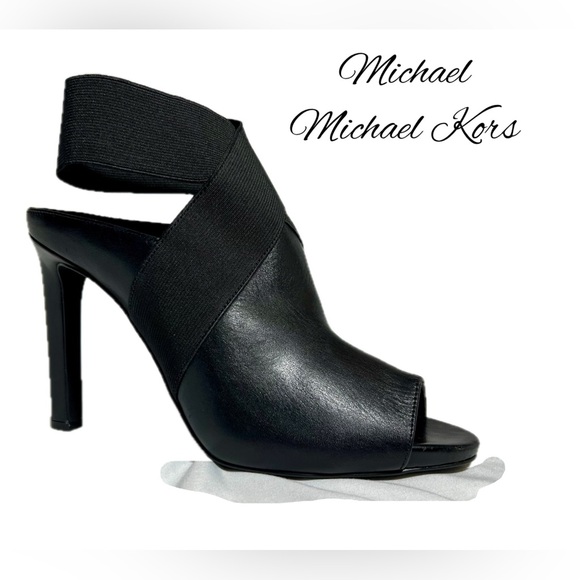 MICHAEL,Michael Kors Ames Open Toe Booties in Black Leather Size 7. MSRP $150 - Picture 2 of 14
